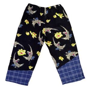 Haven Bleu Bali NWT Hand-Painted Crane & Floral Sequin Patchwork Pants - Small